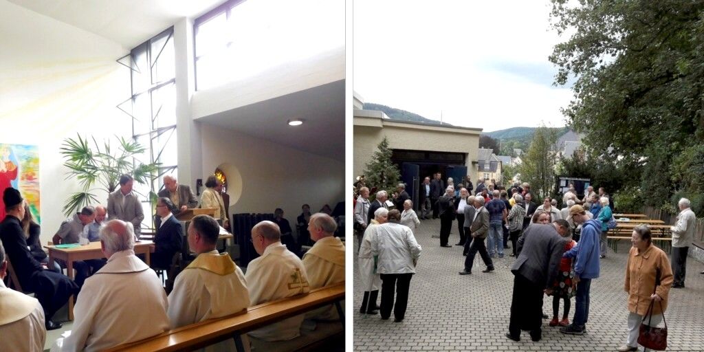 Blicke in die Kirche und auf den Vorplatz